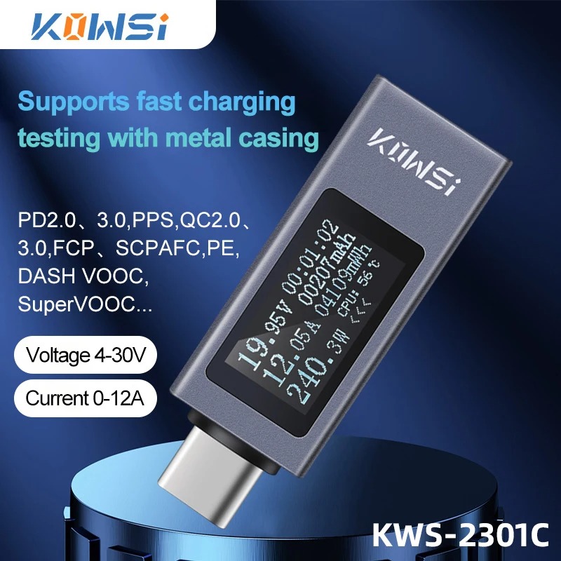 Power Supply Tester - 타입-C 전류 전압 모니터 KWS-2301C DC